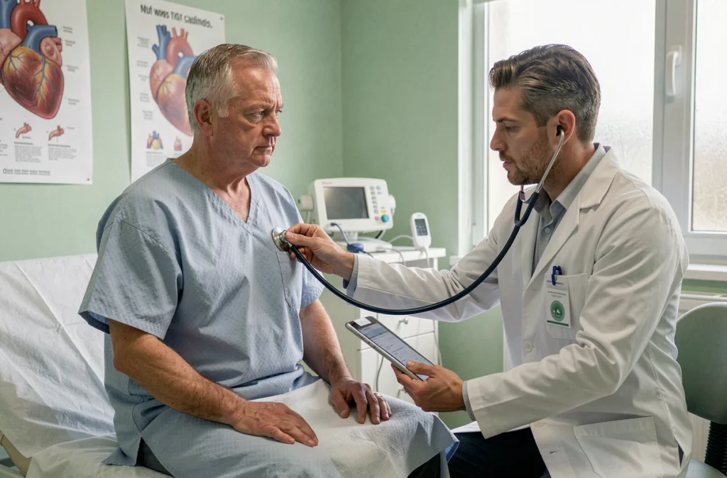 Patient adulte en consultation cardiologique avec un médecin, illustrant le lien entre stress chronique et maladies cardiovasculaires